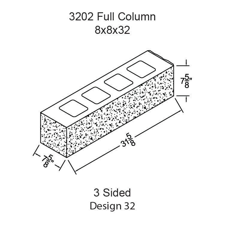 #3202 - Full Column 3 Sided – Classic Rock Face Block