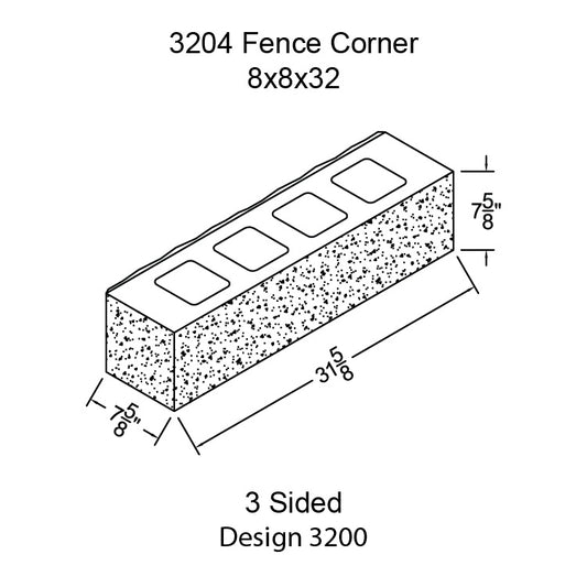#3204 - Fence Corner 3 Sided